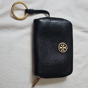 Tory Burch Black Leather Keychain Wallet